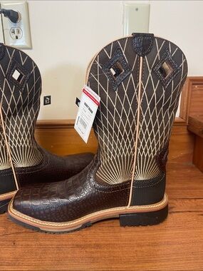 Justin Boots Dark Brown & Tan Western Work Cowboy Boots